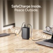 Ambrane 20000mAh 35W Fast Charging Small Pocket Size Powerbank, Hanging InBuilt Type C Cable, Type C PD & USB Output for iPhone, Android Mobiles & Other Devices (PowerMini 20, Golden)
