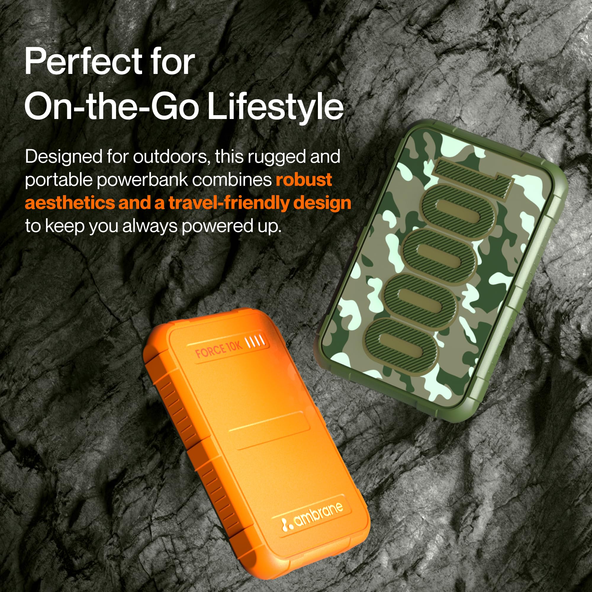 Ambrane 10000mAh Power Bank, Rugged & Slim, 22.5W Fast Charging, Compact & Travel-Friendly, USB & Type-C Output, PD & QC, Compatible with iPhone, Samsung, Oneplus & All Android (Force 10K, Orange) - Image 6
